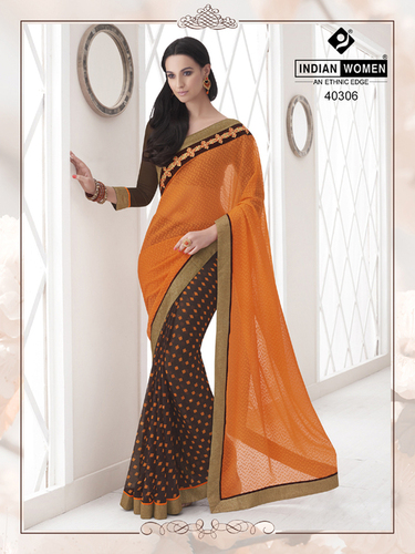 Supernet Printed Bordered Sarees