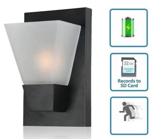 SPY FANCY LAMP CAMERA - Black, 1280x960 Video, Wall-Powered, Motion Detection, SD Card Storage