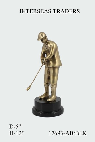 Brass Golfer On Black Base