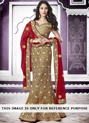 Utmost Goldenrod Net Lehenga Choli