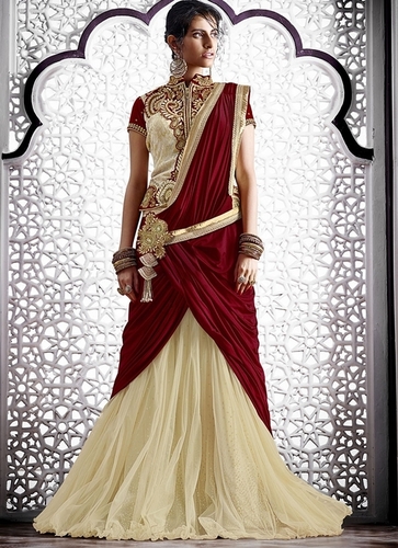 Grandiose Off White Net Lehenga Choli