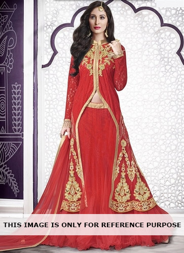 Famed Red Lycra Net Lehenga Choli