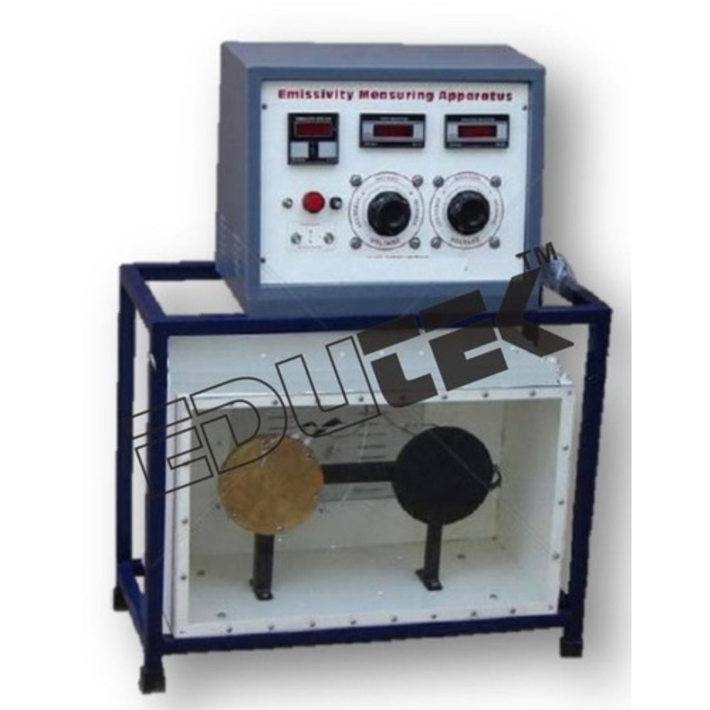 Emissivity Measurement Apparatus - Emissivity Testing Setup | 160 mm Test Plate, Ni-chrome Heaters, Digital Voltmeter & Ammeter, PT-100 Sensors, 0-300°C Indicator
