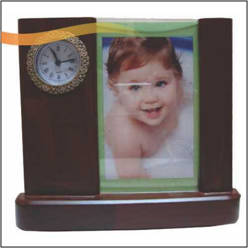 Wooden Photo Frame with Clock