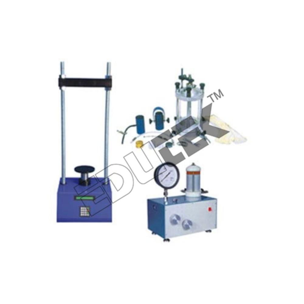 Electronic Triaxial Shear Test Apparatus - 50 kN Capacity, Bench Mounted Dimensions 100mm x 200mm | Accuracy: 100%, Highly Efficient, Laboratory Use