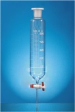 Dropping Funnels, Cylindrical Graduated with interchangeable Stopper and Stopcock, Plain stem