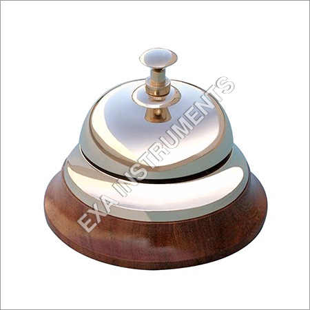 Desk Bell with Hardwood Base - Metal & Wood, 4 Inch Diameter, Silver | Loud Ring, Durable, Elegant Look
