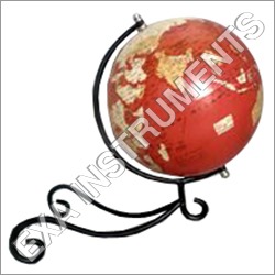 Globe with Stand - Metal and Paper 10 Inch Diameter Red Iron Stand 12 Inch Political Map Educational and Decorative