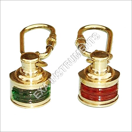 Brass Navigation Light Key Chain - Brass, 2x1x1 Inch, Gold | Durable, Polished Finish, Metal Keyring, Nautical Design