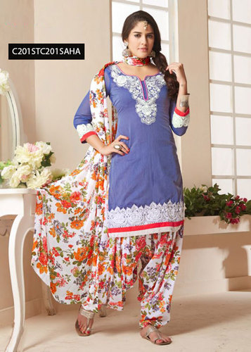 Unstitched Cotton Embroidered Suits