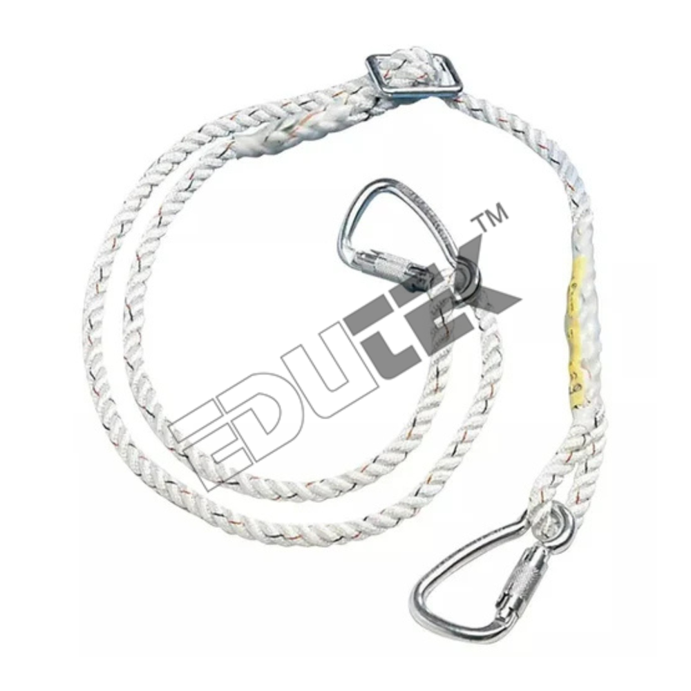 Work Positioning Lanyards - 14mm Dia Polyamide Rope, 2.0m Maximum Length | Alloy Steel Ring Adjuster, Steel Karabiners, En 358 Compliant