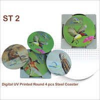 Steel Coaster - Stainless Steel, 3.5 X 3.5 Inch Dia, Silver Color | Round Shape, Portable Design, Digital Uv Printed Custom Logos