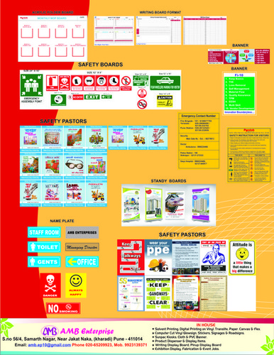 Safety Board & Posters - Digital Print With Lamination, Mounted On 3mm & 5mm Soft Board - Customizable For School, College, Office, Hotel