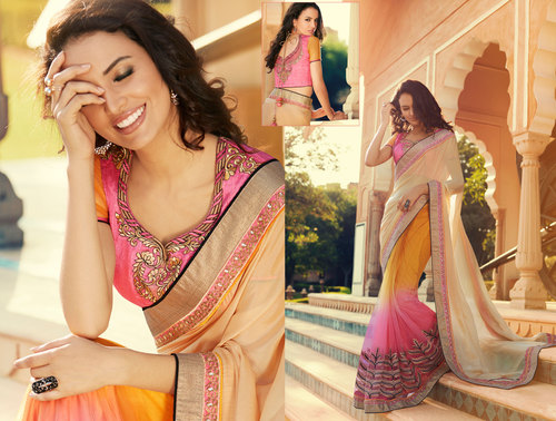 Georgette+Net,desinger saree