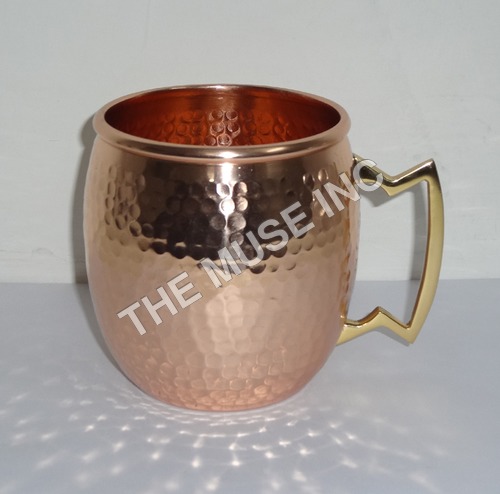 Hammered Copper Mug Brass Handle