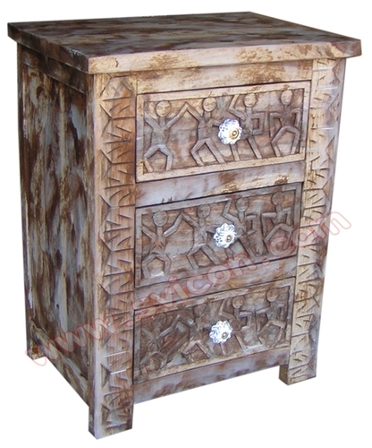 WOODEN BEDSIDE 3 DRAWER