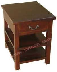 WOODEN BEDSIDE 1 DRAWER WITH 2 SHELF