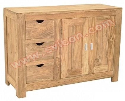 Wood Wooden Sideboard 3 Drawer 2 Door