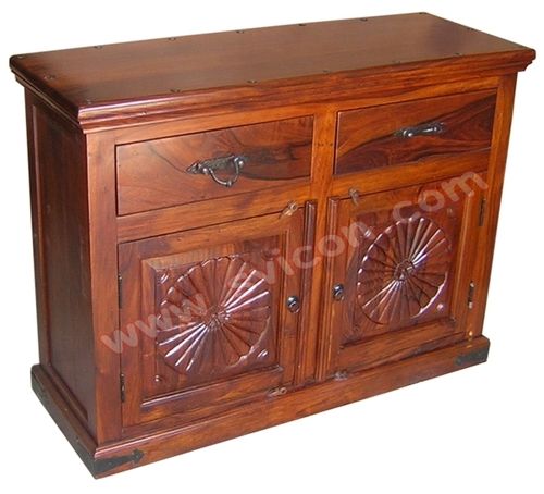 Wooden Side Board 2 Drawer 2 Carving Door