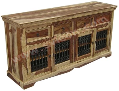 Wood Wooden Side Board 4 Drawer 4 Iron Capsule Jali Door