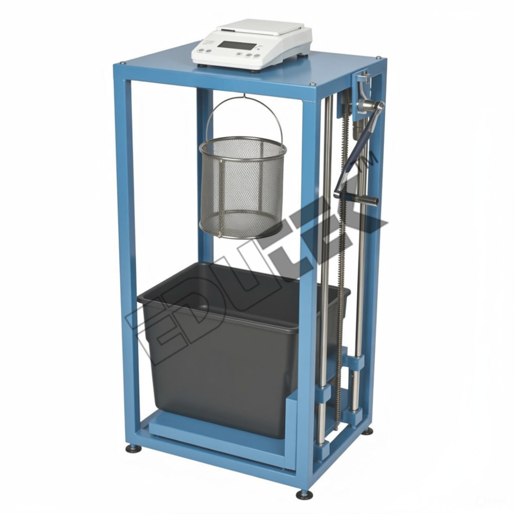 Specific Gravity Density Apparatus - Rigid Support Frame with Electronic Digital Balance 10 kg x 0.5 gram, Mechanical Lifting Device for Repetitive Use