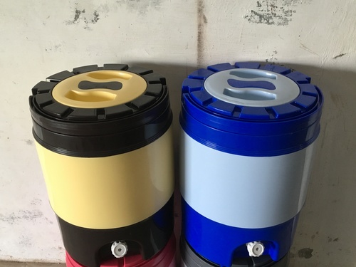 Insulated Plastic Water Jug - 20 Ltr, Leakproof, Cream, Blue, Brown, Durable PPCP Material