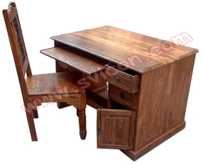 WOODEN COMPUTER TABLE WITH CHAIR