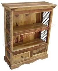 WOODEN BOOK SHELF 2 DRAWER