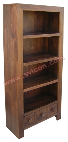 WOODEN BOOK SHELF 3 DRAWER