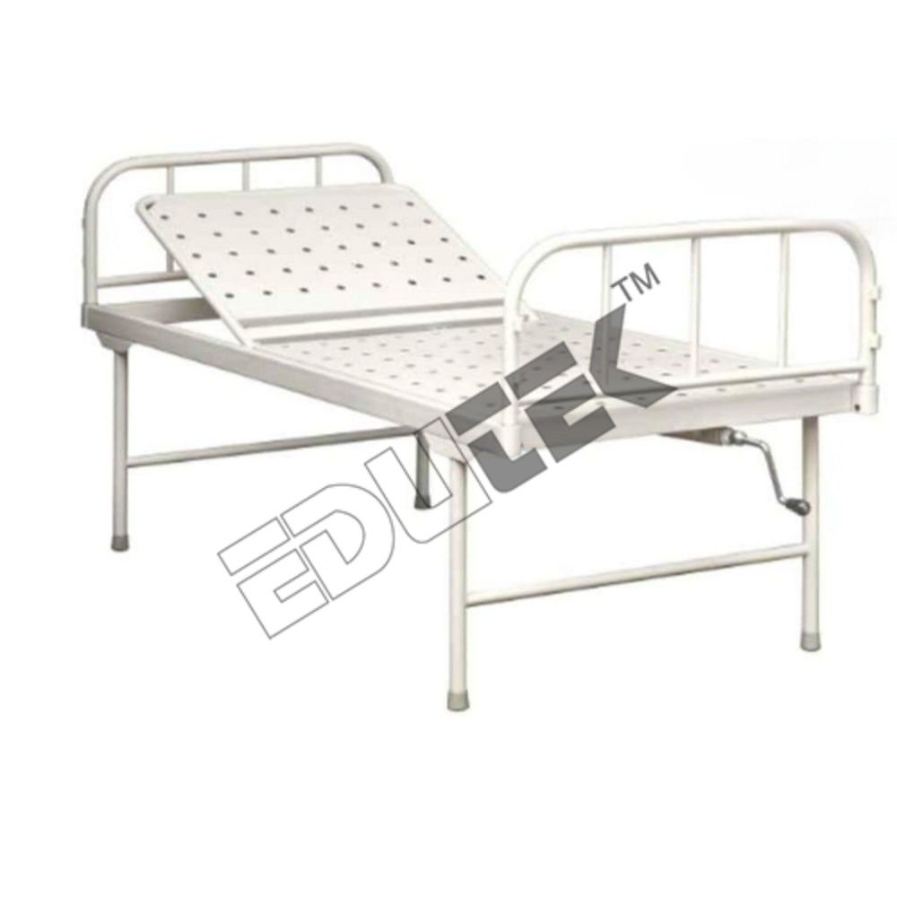 Hospital Semi Fowler Bed - Mild Steel, 198l X 90w X 60h Cms | Manual Adjustment, Semi Fowler Mechanism, Saline Provision, 1-year Warranty