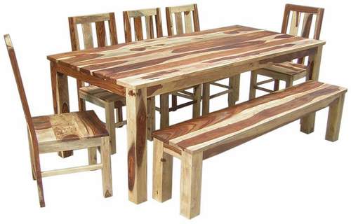 WOODEN DINING TABLE and Bench