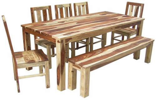 Wooden Dining Table And Bench