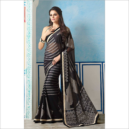 Owomaniya Georgette Designer Saree with Designer Blouse