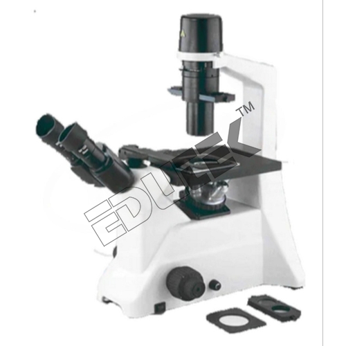 Inverted Tissue Research Culture Microscope - All Aluminum Body, Trinocular Head, Wf10x Eyepieces | Long Working Distance Objectives, Phase Contrast Unit, Halogen Illumination