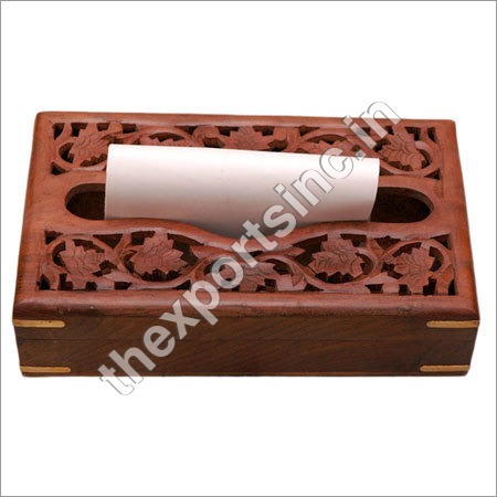 Carved Wooden Tissue Box