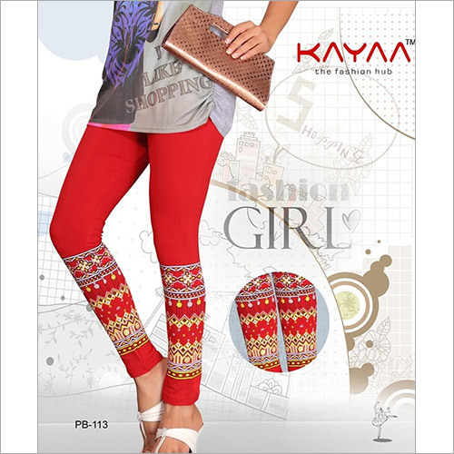 Red Color Florida Print Legging