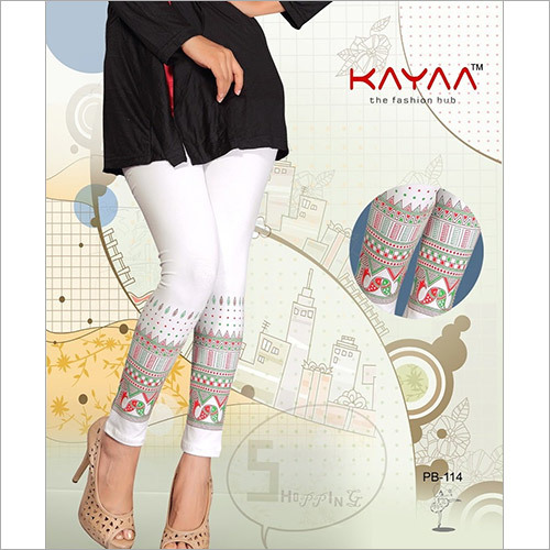 White Color Florida Print Legging