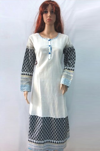 Cotton Kurtis - Cotton, Sizes L, S, M, Color White, Long Sleeve Style | Fade-Resistant, Shrink-Resistant, Smooth Finish, Easy to Wash