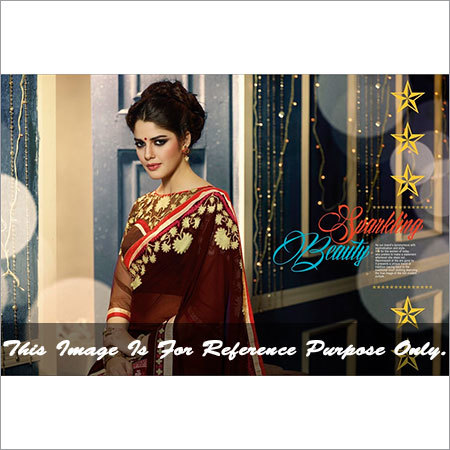 Designer Embroidered Printed Georgette Saree