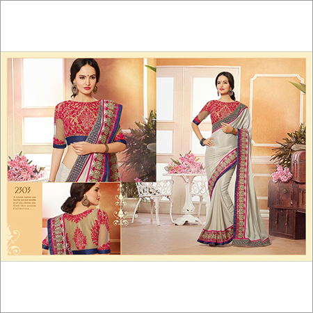  Embroidered Georgette plain Sarees