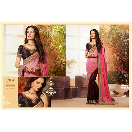  Embroidered Georgette plain Sarees