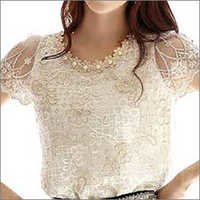 White Embellished Evening Tops