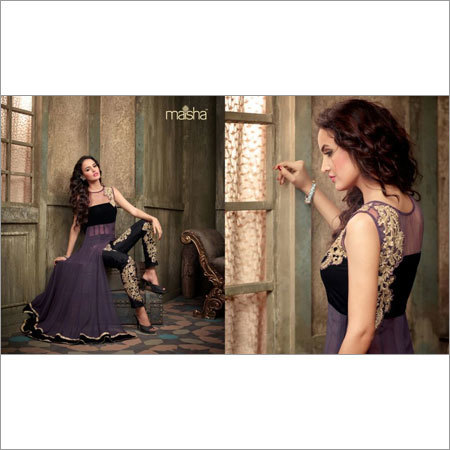 Designer Net Anarkali - Net, Floor Length, Purple | Embroidery, Elegant Design, Comfortable Fit, Stylish Look, Versatile Style