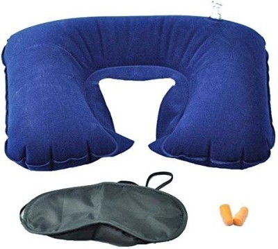 3 In 1 Travel Set Air Inflatable Cushion For Hiking Outdoors Flights Neck Pillow & Eye Shade