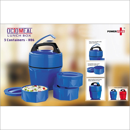Octomeal Lunch box - 3 containers (plastic By NEWGENN INDIA