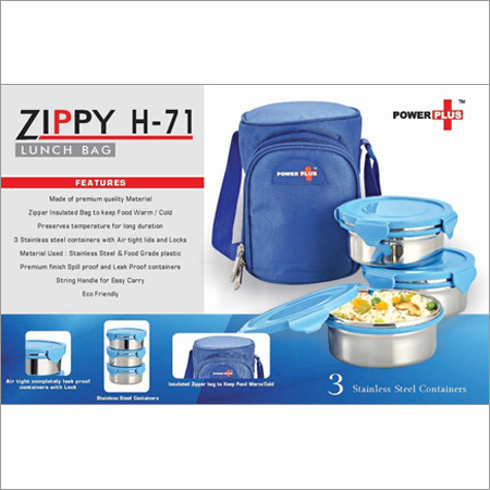 Zippy Lunch bag- 3 containers (metal By NEWGENN INDIA