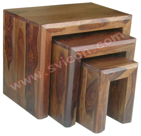 Wooden Nest Of Tables S/3