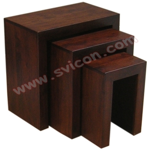 WOODEN NEST OF TABLE S/3