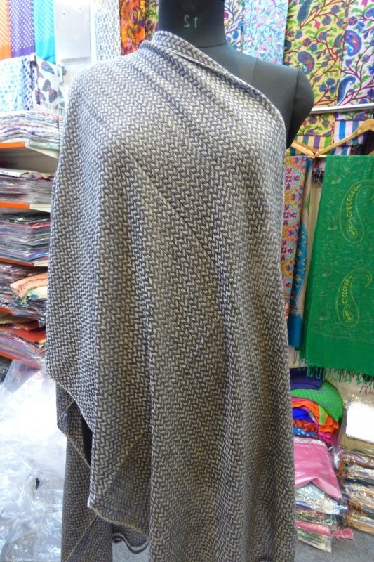 100% Pashmina Natural Checks Strips 