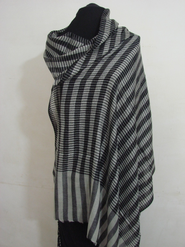 100% Pashmina Natural Checks Strips